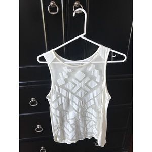 Lucky Brand XS white sleeveless top w/ mesh panels